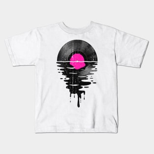 Cool Music Vinyl Record Retro Vintage Pink Kids T-Shirt